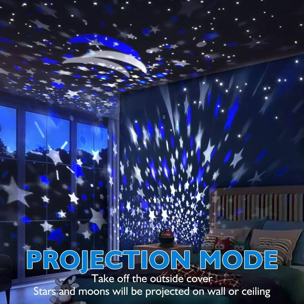 Dream Rotating Star Moon Projector Night Light Lamp for Kids Children Room Decor